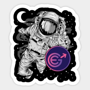 Astronaut Reaching Evergrow Crypto EGC Coin To The Moon Crypto Token Cryptocurrency Wallet Birthday Gift For Men Women Kids Sticker